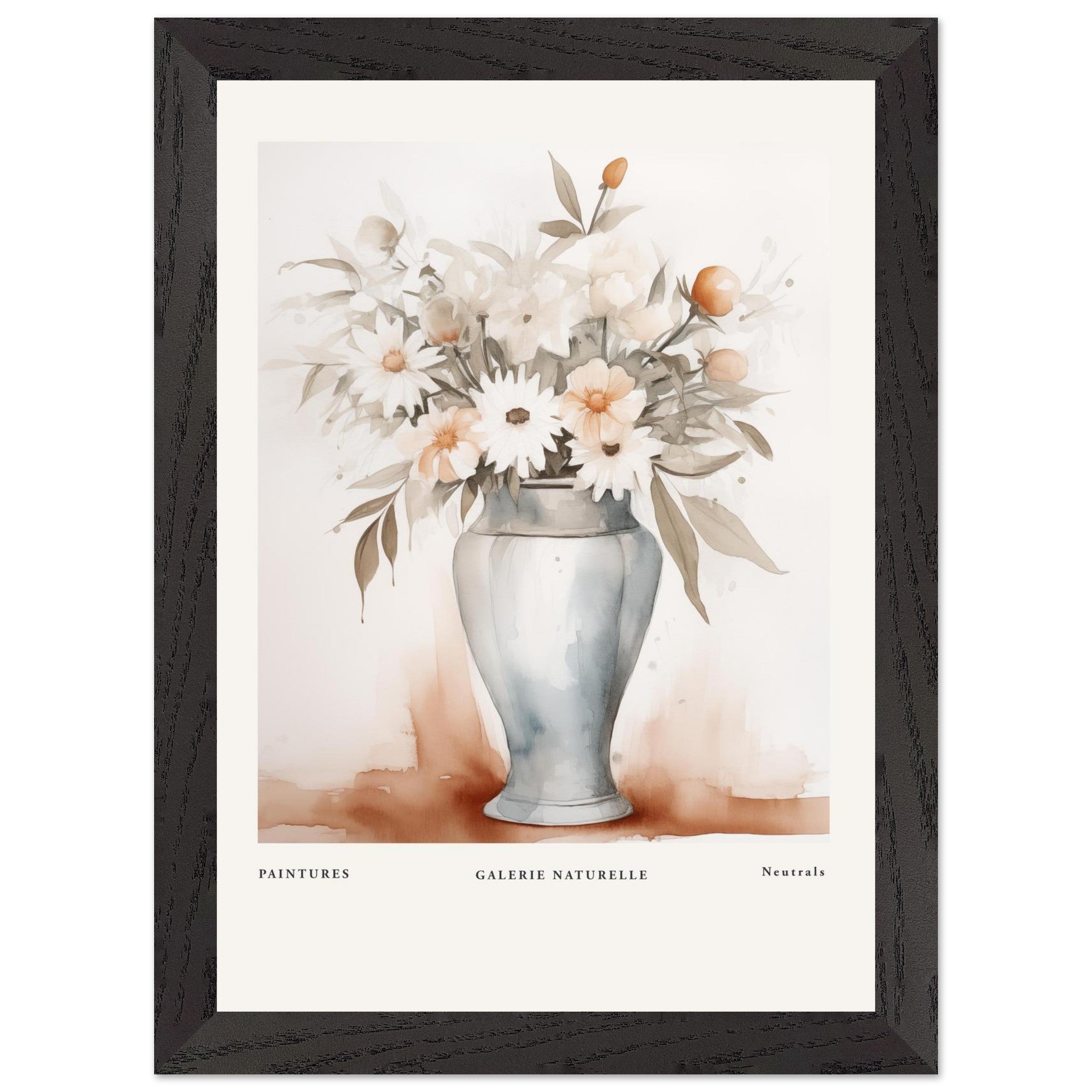 Artfulprints Poster met Lijst Bloemen in vaas 1 - A4 21x29.7 cm - Taup