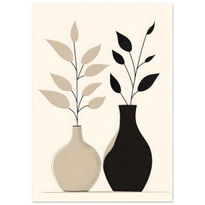 Artfulprints Poster Boho – Dual vase – A4 21×29.7 cm – Zwart / Wit Artfulprints Poster Boho – Dual vase – A4 21×29.7 cm – Zwart / Wit