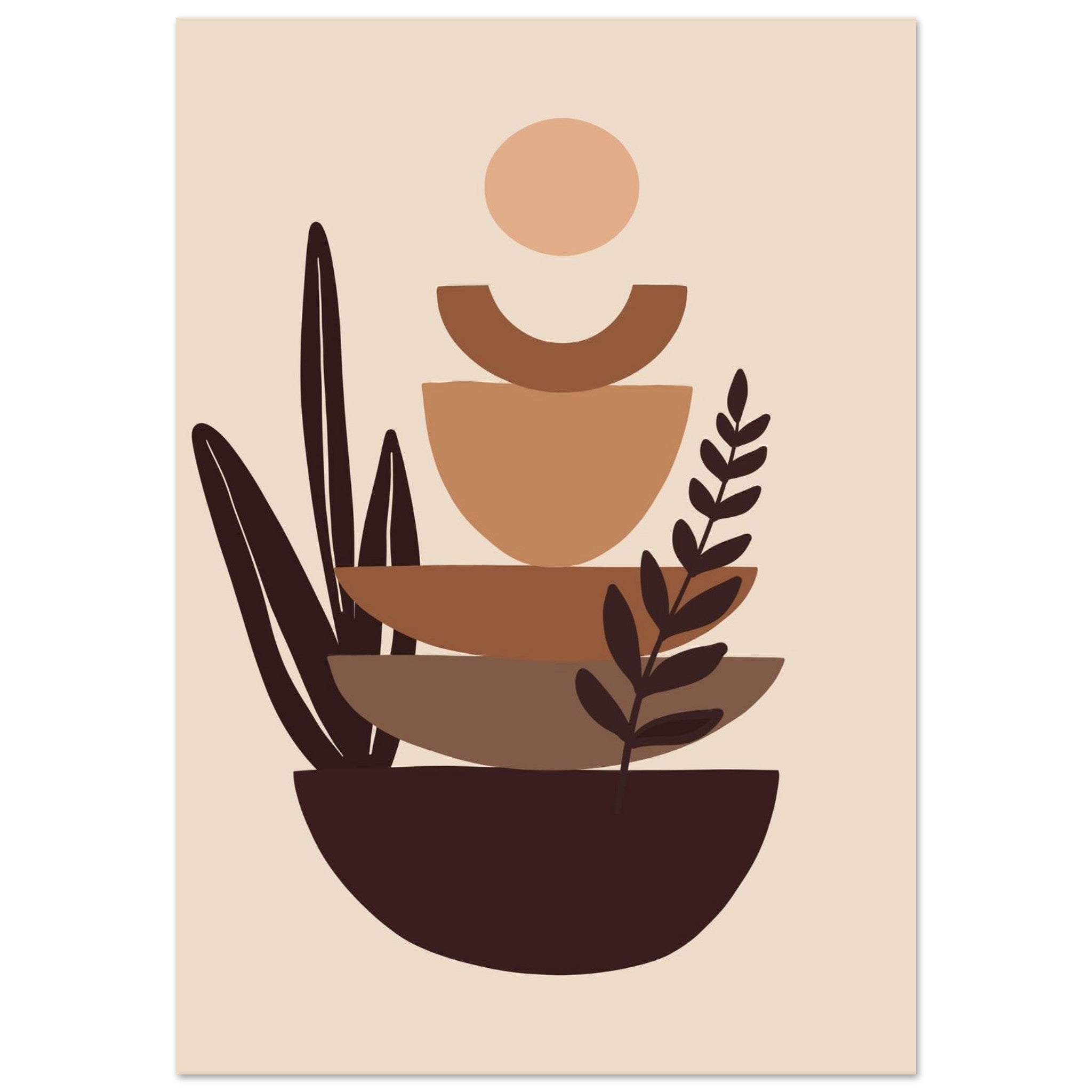 Artfulprints Poster Boho – Balanced earth - 70x100 cm - Bruin
