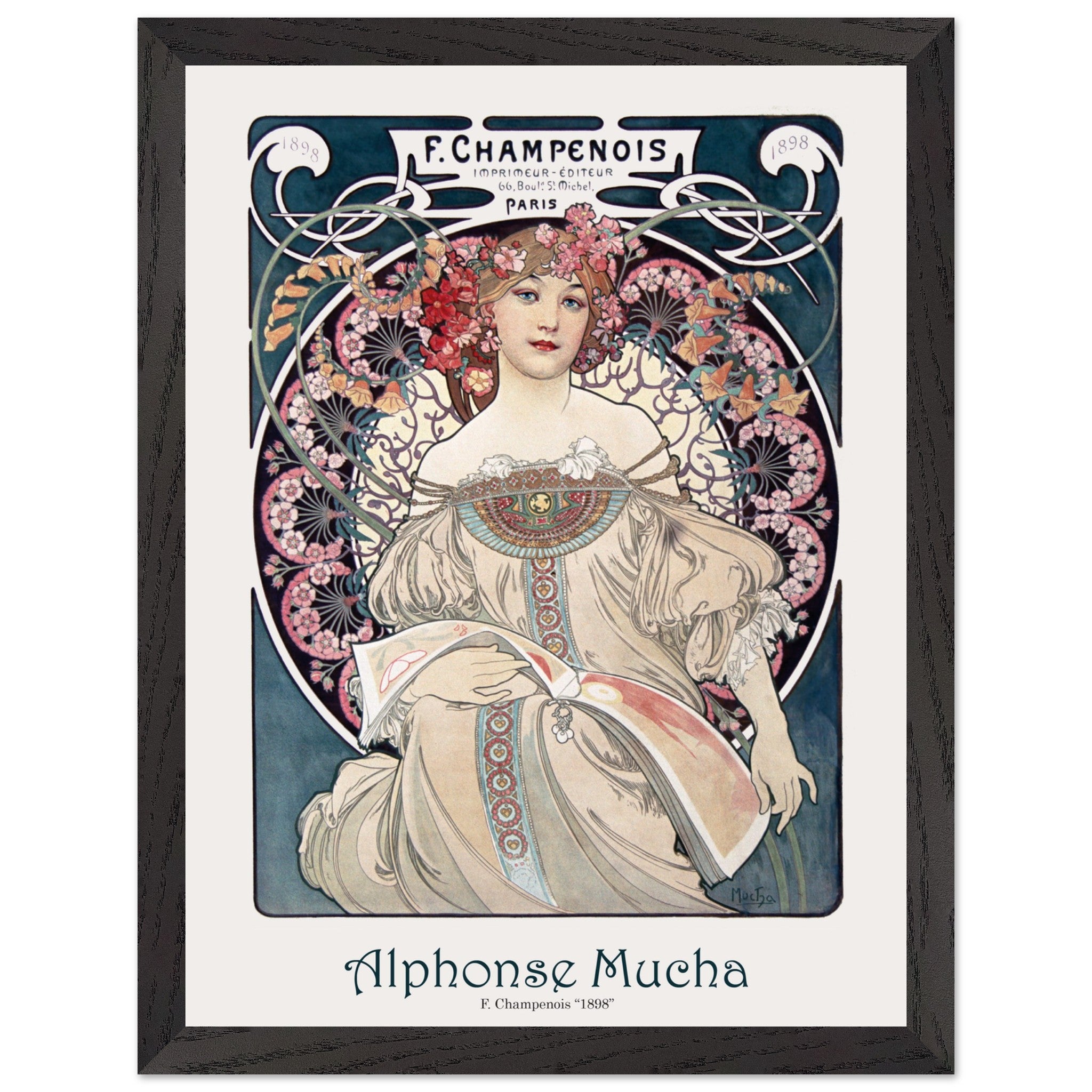 Artfulprints Poster met Lijst Alphonse Mucha - F. Champenois - 30x40 c