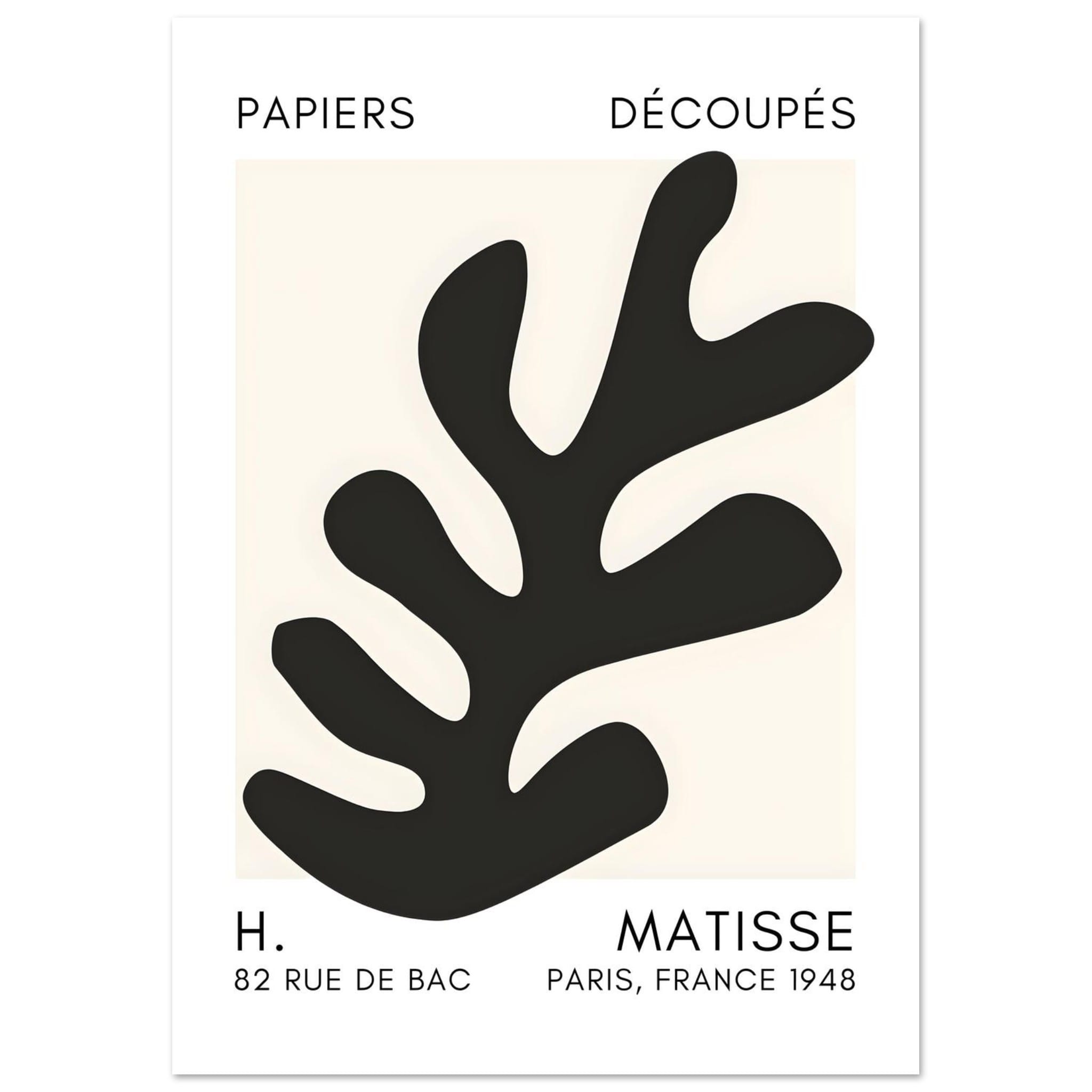Artfulprints Poster Matisse – Ocean petals black - A4 21x29.7 cm - Zwa