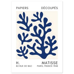Artfulprints Poster Matisse – Coral shadows navy blue II – 50×70 cm –