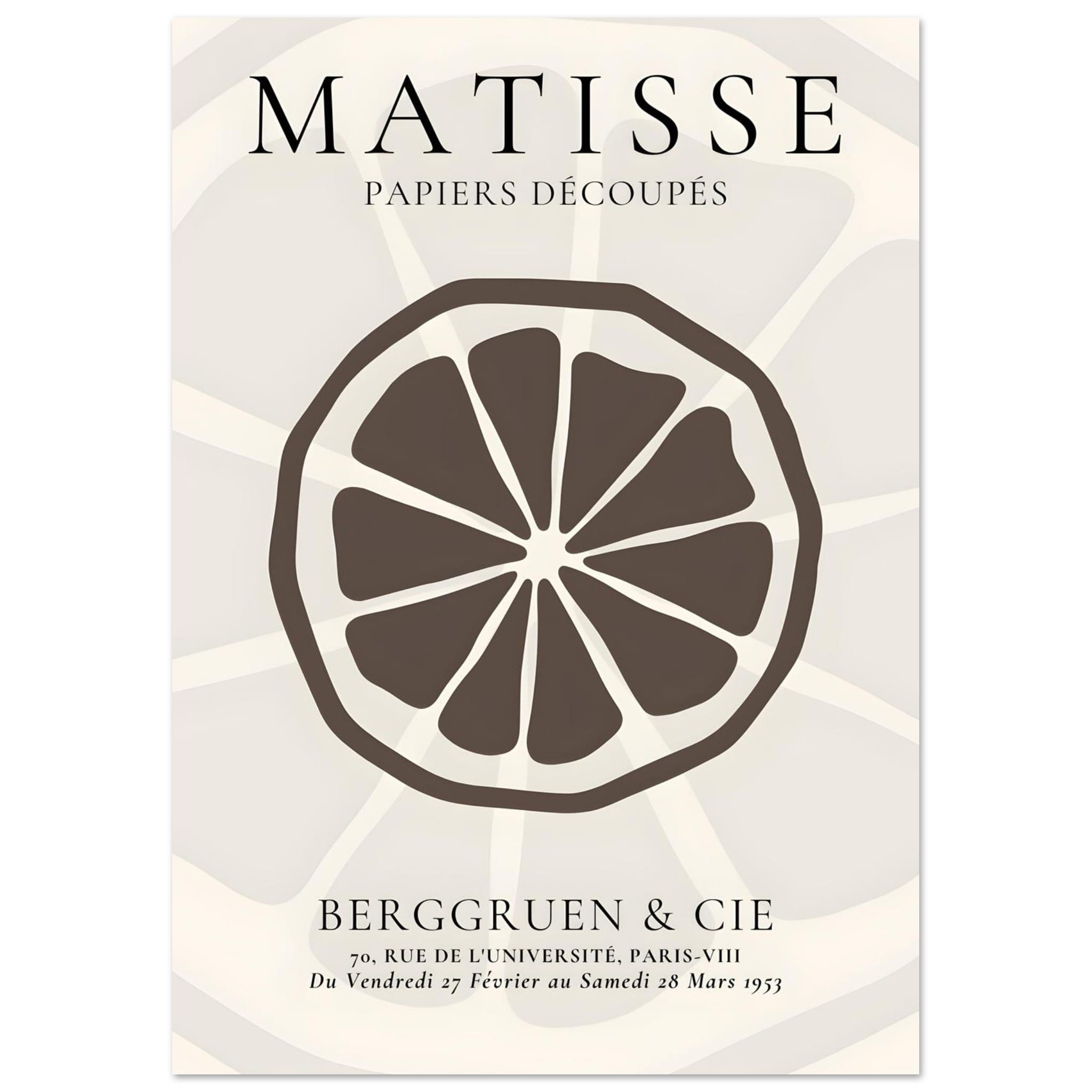 Artfulprints Poster Matisse – Slice of an orange - A4 21x29.7 cm - Gri