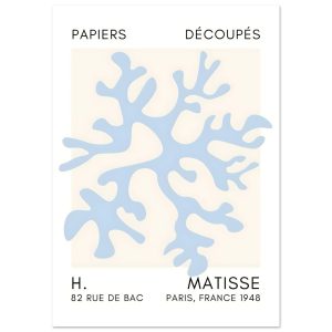 Artfulprints Poster Matisse – Dreamy coral flower light blue – A4 21×2 Artfulprints Poster Matisse – Dreamy coral flower light blue – A4 21×2