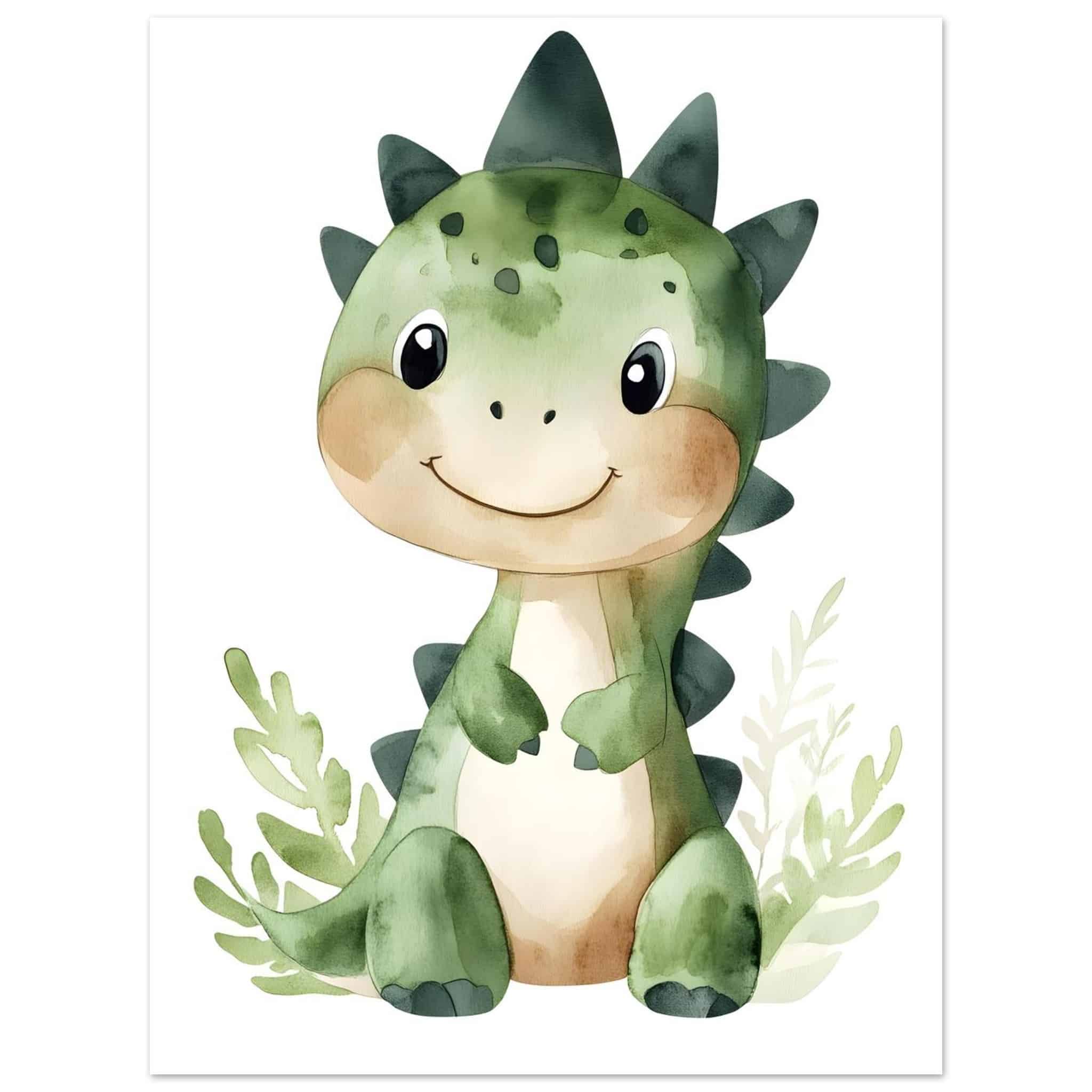 Artfulprints Poster Baby dino - 30x40 cm - Groen