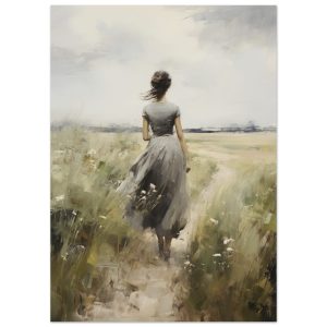 Artfulprints Poster Woman in flowerfield – 50×70 cm – Groen Artfulprints Poster Woman in flowerfield – 50×70 cm – Groen