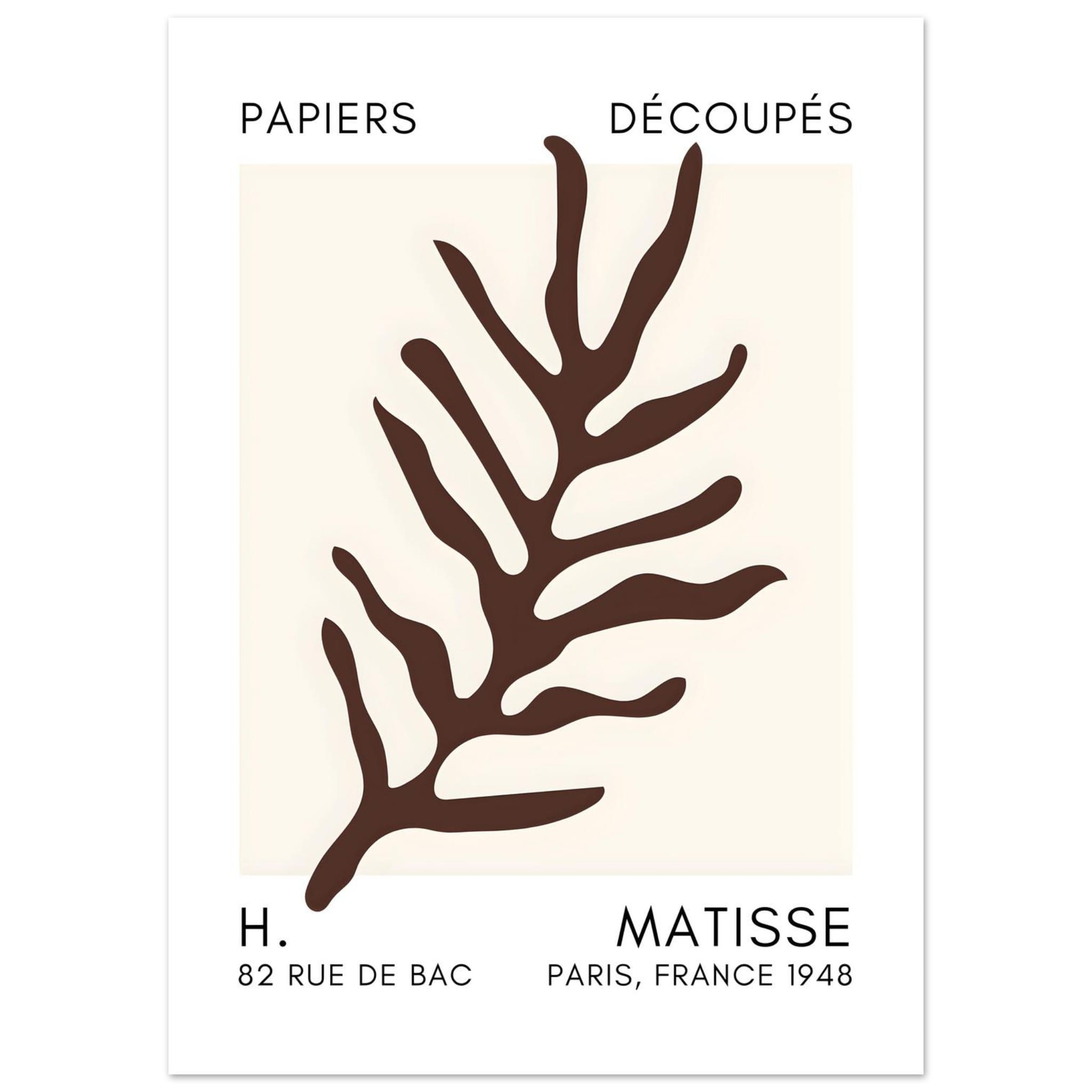 Artfulprints Poster Matisse – Ocean flora brown - 50x70 cm - Bruin