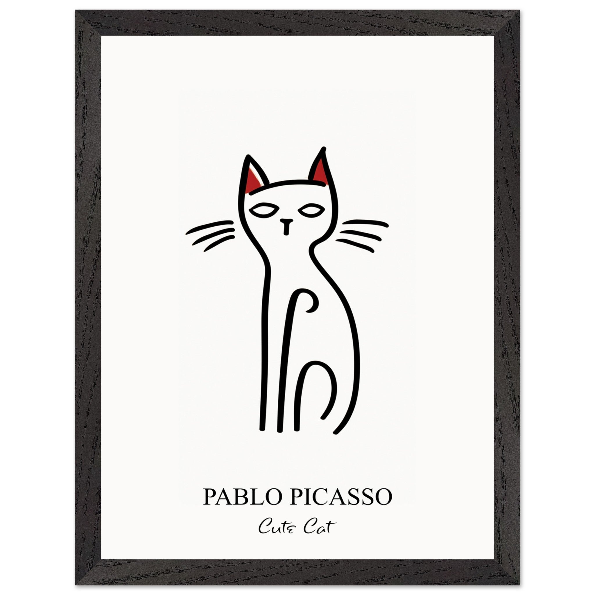 Artfulprints Poster met Lijst Pablo Picasso - Cute cat - 30x40 cm - Zw