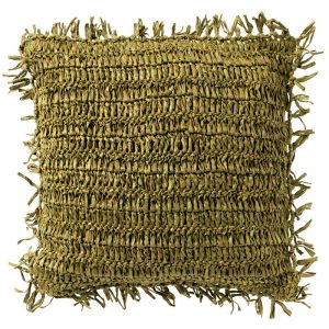ANTONIO – kussenhoes 45×45 cm – effen kleur – raffia – Olive Branch –