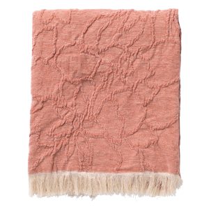 FLORINE – plaid 140×180 cm – ingeweven patroon – effen kleur met franj FLORINE – plaid 140×180 cm – ingeweven patroon – effen kleur met franj