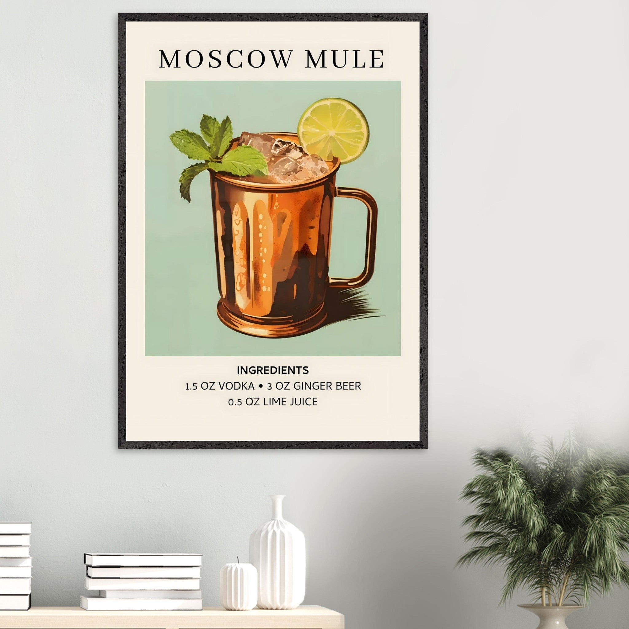 Artfulprints Poster Moscow Mule cocktail II - Ingrediënten - 70x100 cm