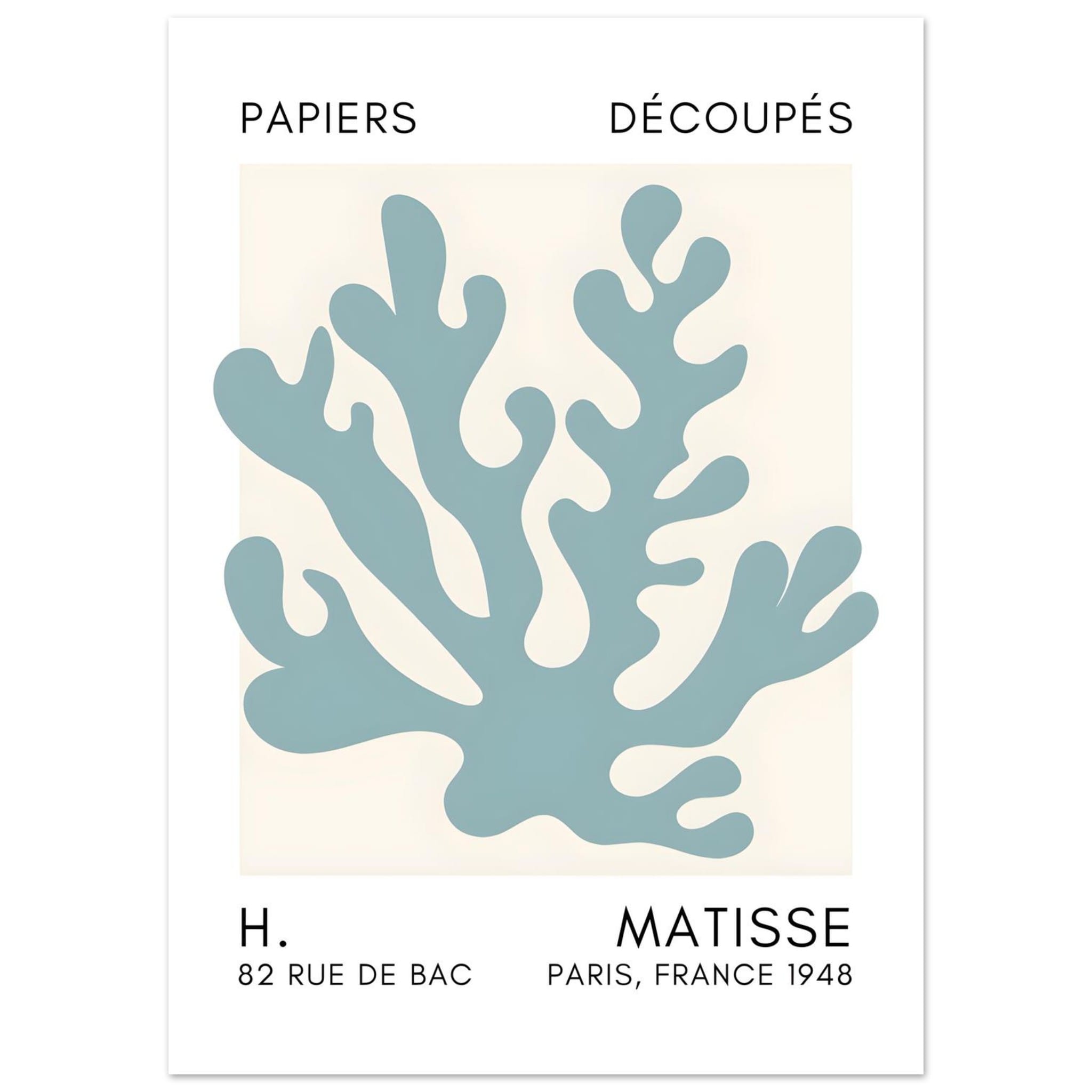 Artfulprints Poster Matisse – Saltflower shapes turquoise - 50x70 cm -
