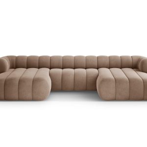 Cosmopolitan Design Panoramische bank Koge 6-zits, flueel donkerbeige Cosmopolitan Design Panoramische bank Koge 6-zits, flueel donkerbeige