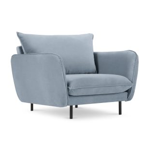 Cosmopolitan Design Fauteuil Vienna flueel, lichtblauw – 94x97x95cm