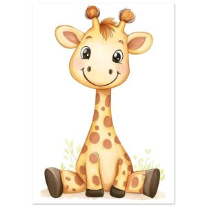 Artfulprints Poster Vrolijke giraffe – A4 21×29.7 cm – Oranje Artfulprints Poster Vrolijke giraffe – A4 21×29.7 cm – Oranje