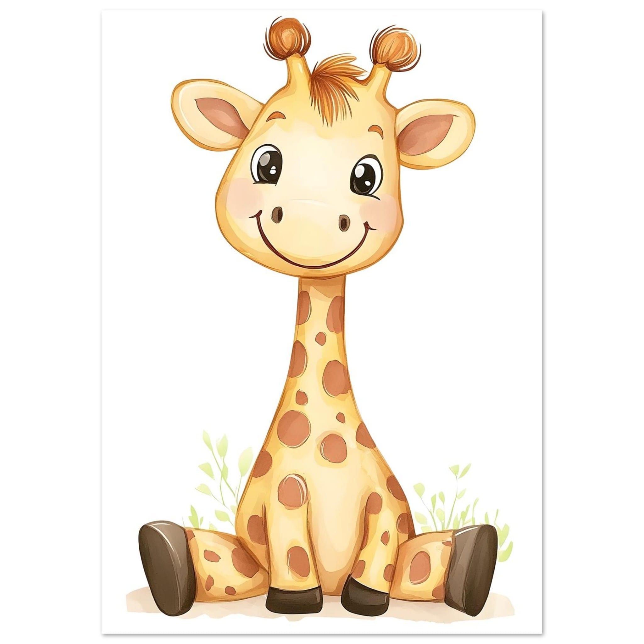 Artfulprints Poster Vrolijke giraffe - A4 21x29.7 cm - Oranje