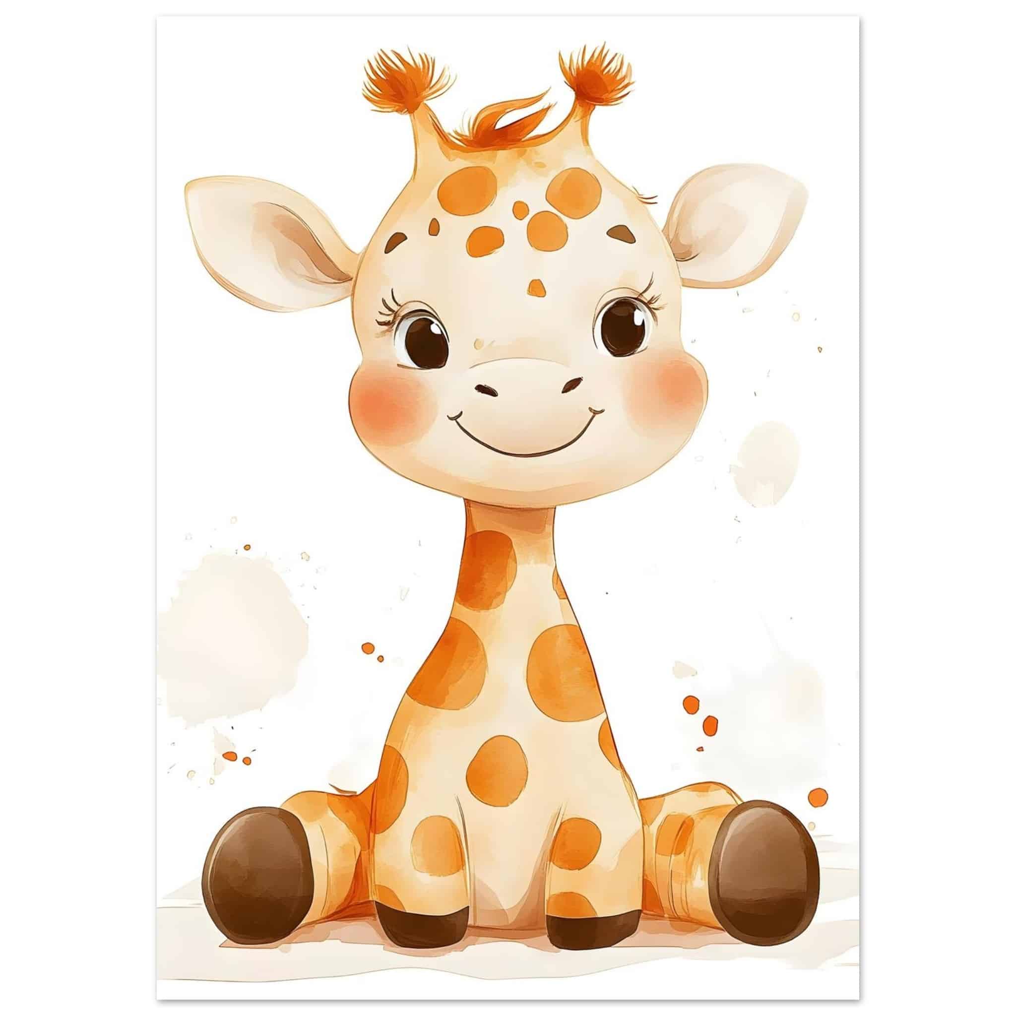 Artfulprints Poster Schattige baby giraffe - 50x70 cm - Geel