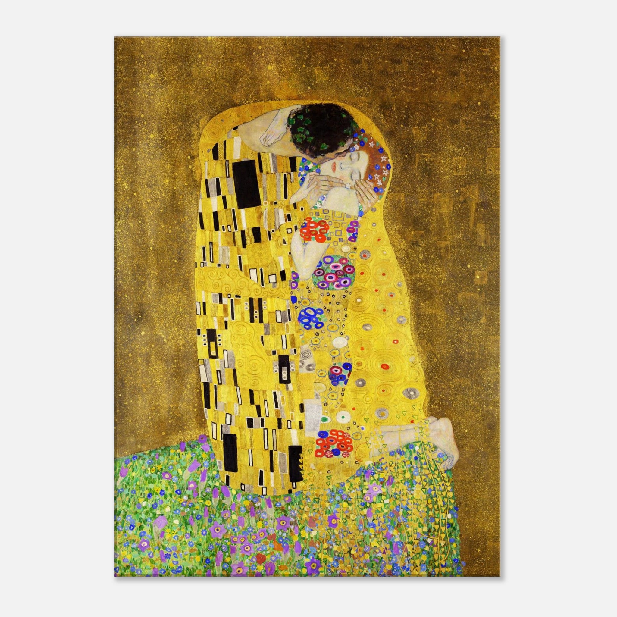 Artfulprints Canvas Gustav Klimt - The kiss canvas - 100x150 cm - Geel