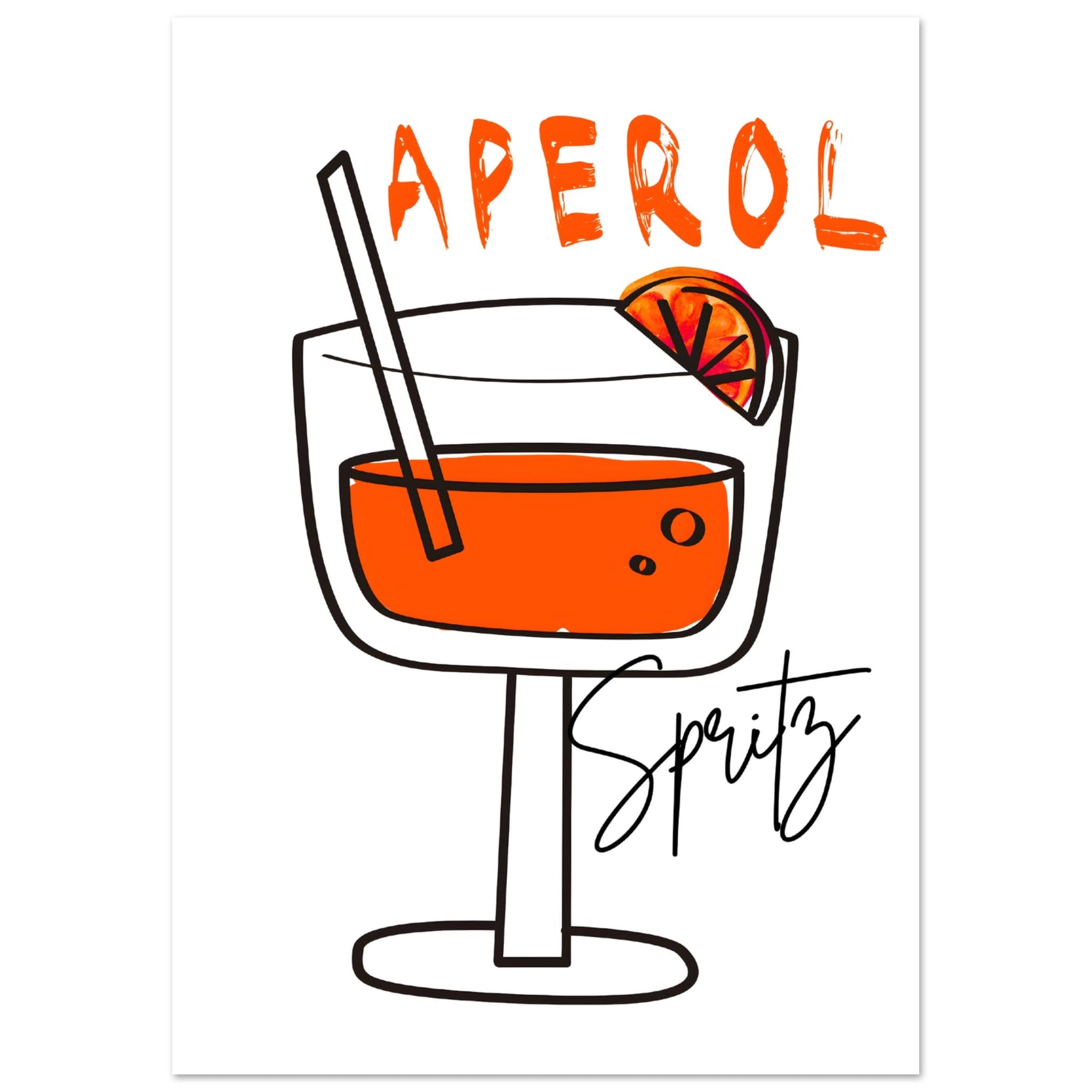Artfulprints Poster Aperol Spritz - Minimalistic - A4 21x29.7 cm - Ora
