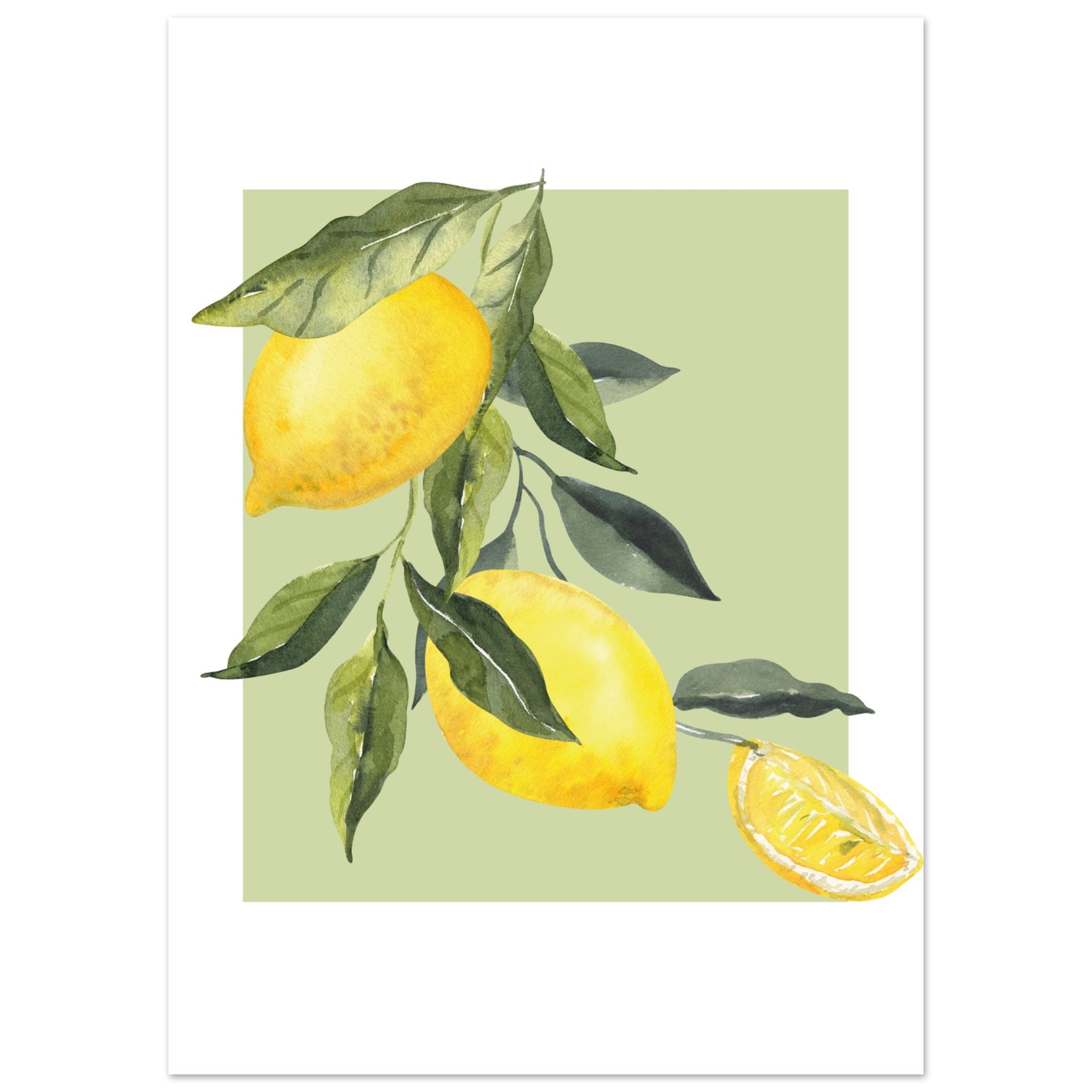 Artfulprints Poster Fruits - Lemon tree symphony - 50x70 cm - Groen