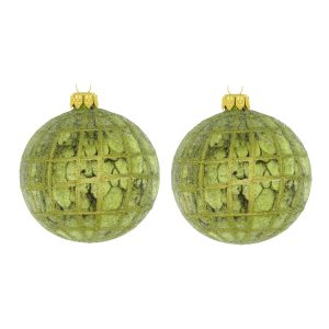 Dagmara kerstbal – glas – set van 2 – met drip effect en een gouden ra Dagmara kerstbal – glas – set van 2 – met drip effect en een gouden ra