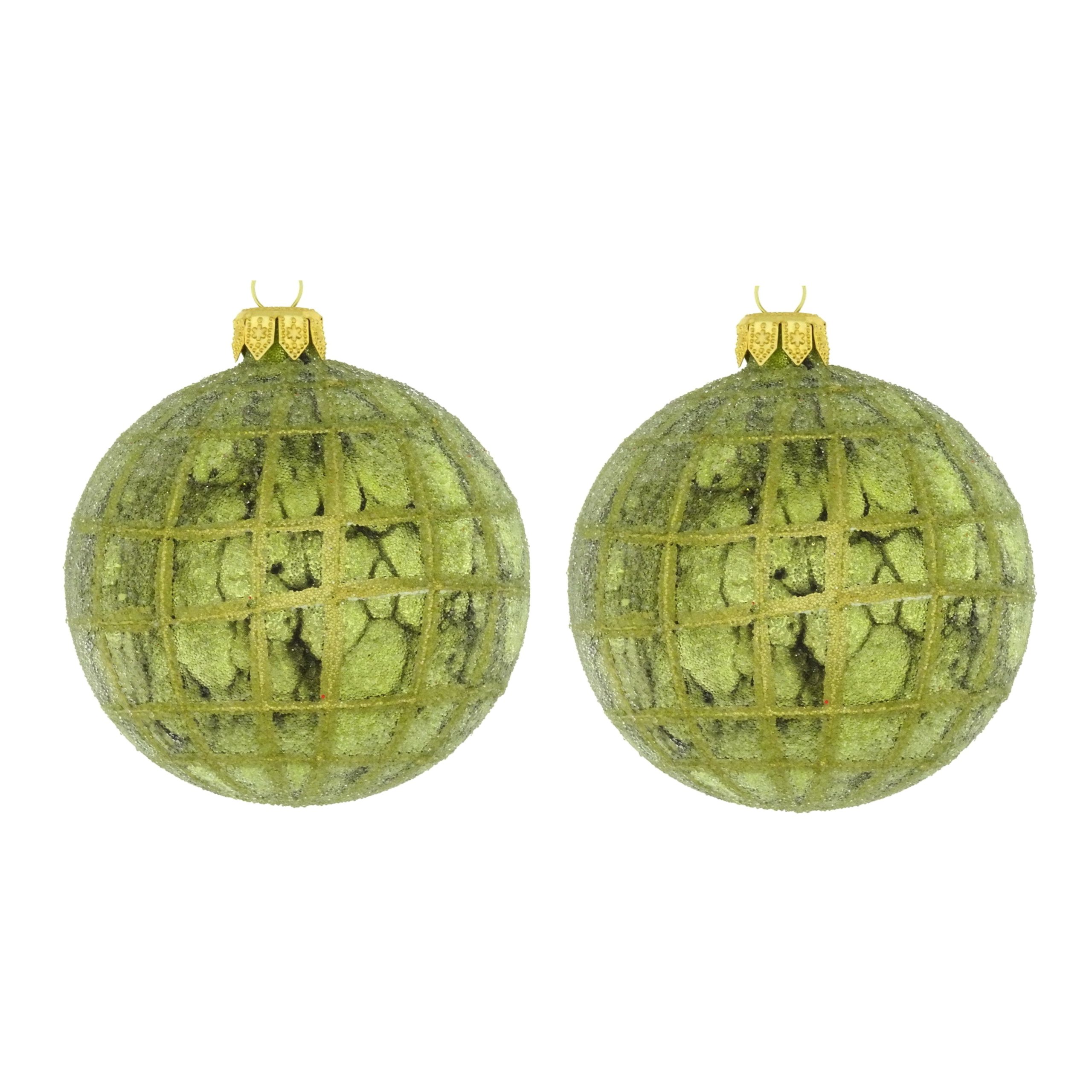 Dagmara kerstbal – glas – set van 2 – met drip effect en een gouden ra