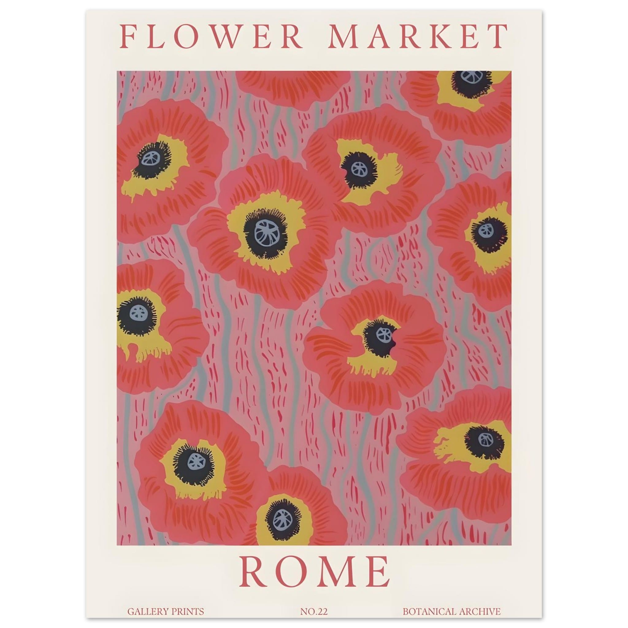 Artfulprints Poster Flower market - Rome - 30x40 cm - Roze