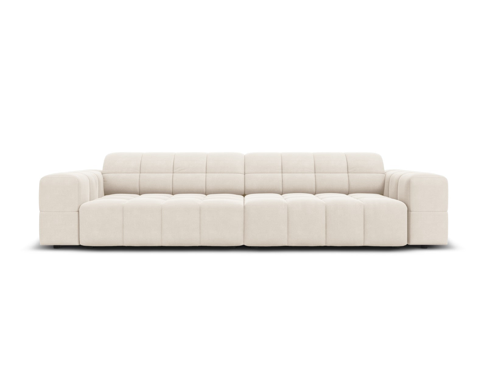 Cosmopolitan Design Bank Chicago 4-zits, flueel lichtbeige - 102x252x7