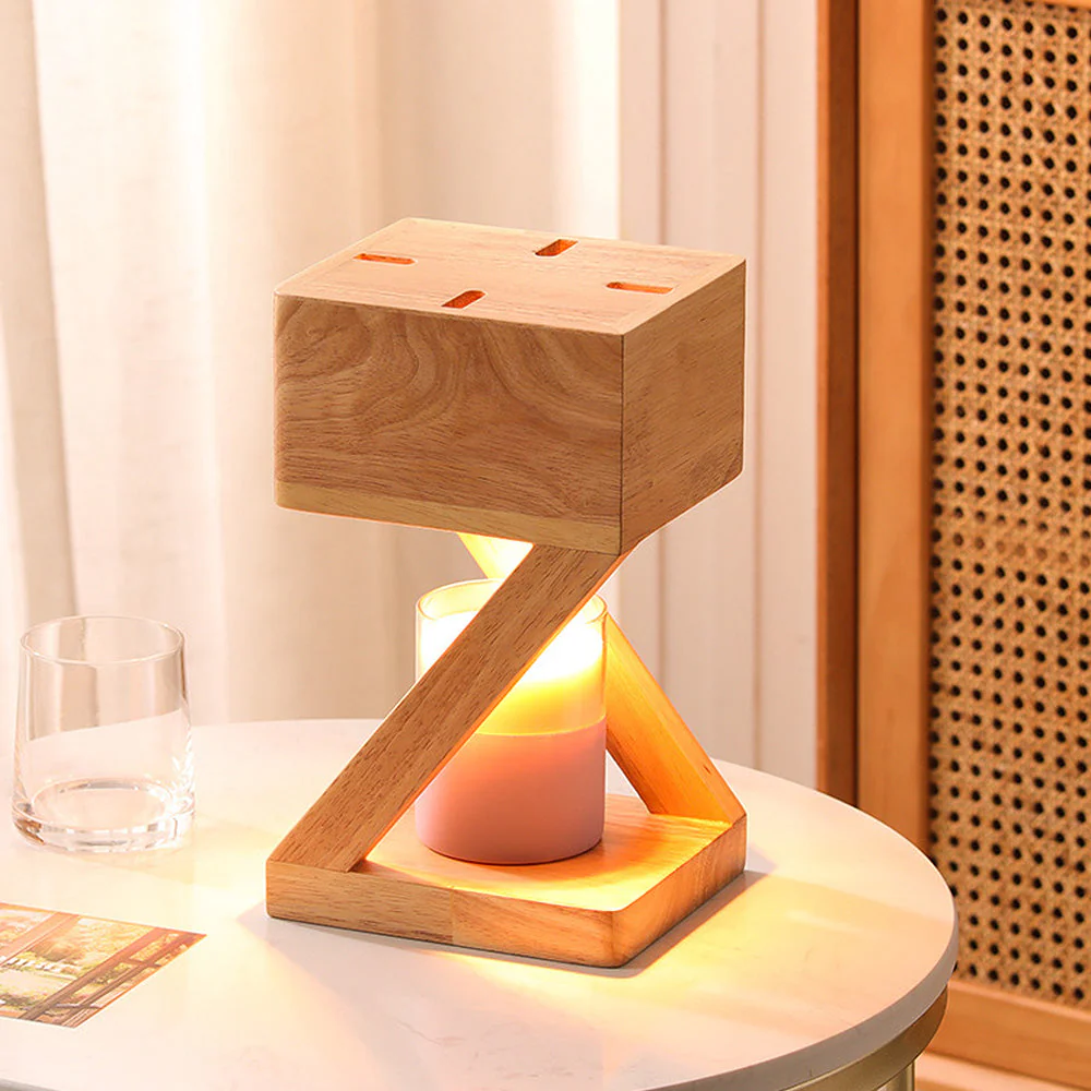 AromaLicht – Houten Kaarswarmer Lamp Voor Sfeervolle Aromatherapie