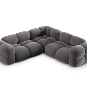 Cosmopolitan Design Hoekbank Loretto 4-zits, flueel grijs – 250x250x68 Cosmopolitan Design Hoekbank Loretto 4-zits, flueel grijs – 250x250x68