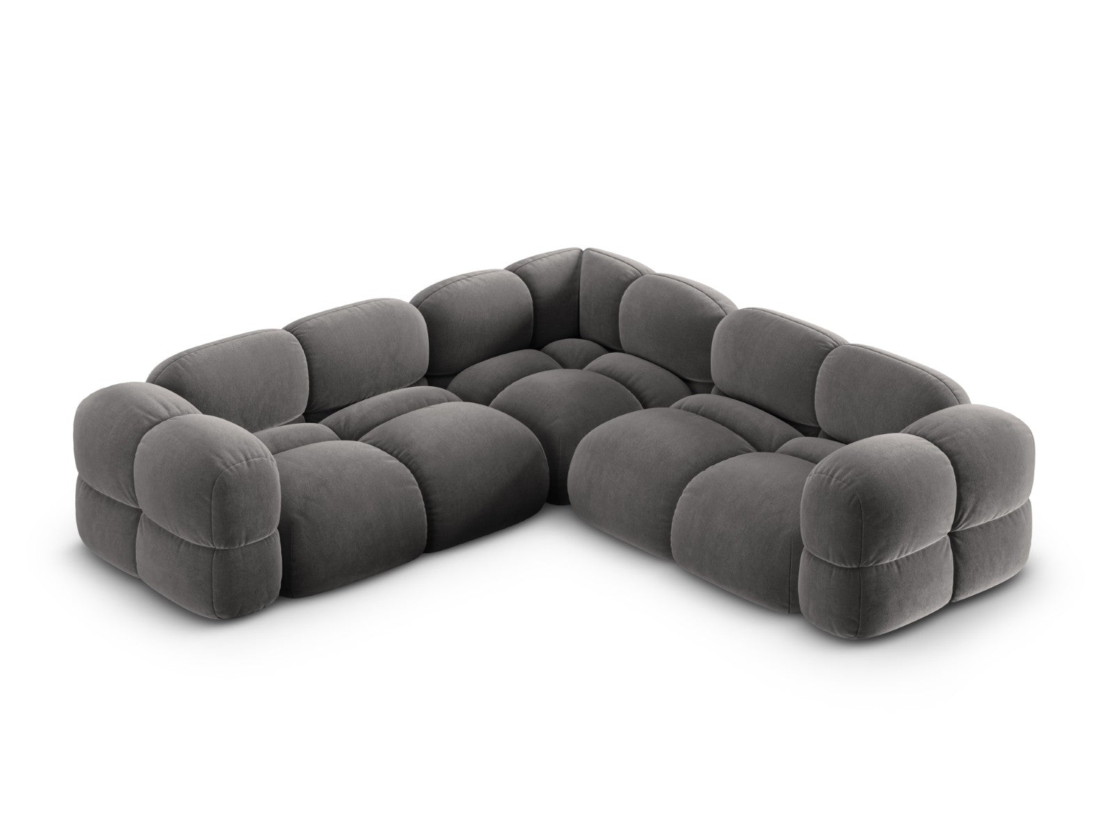 Cosmopolitan Design Hoekbank Loretto 4-zits, flueel grijs - 250x250x68
