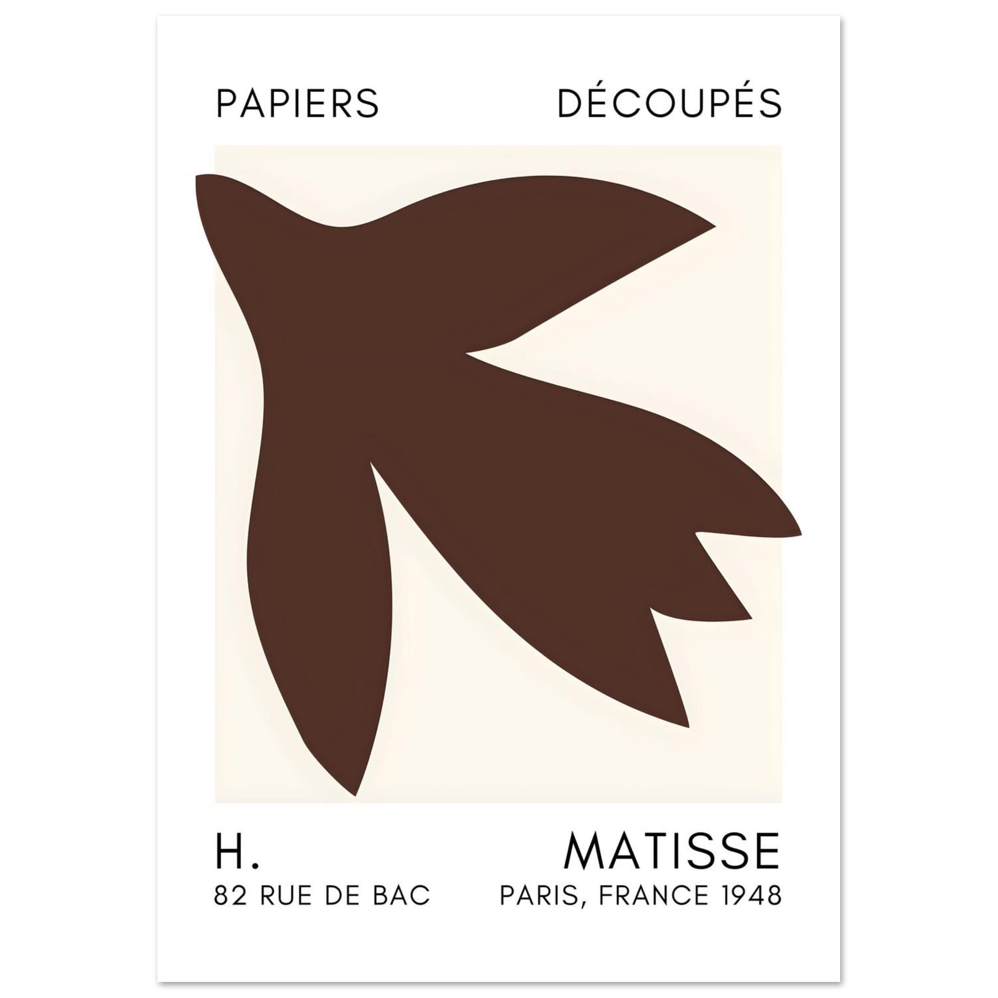 Artfulprints Poster Matisse – Shapes in the air brown - A4 21x29.7 cm
