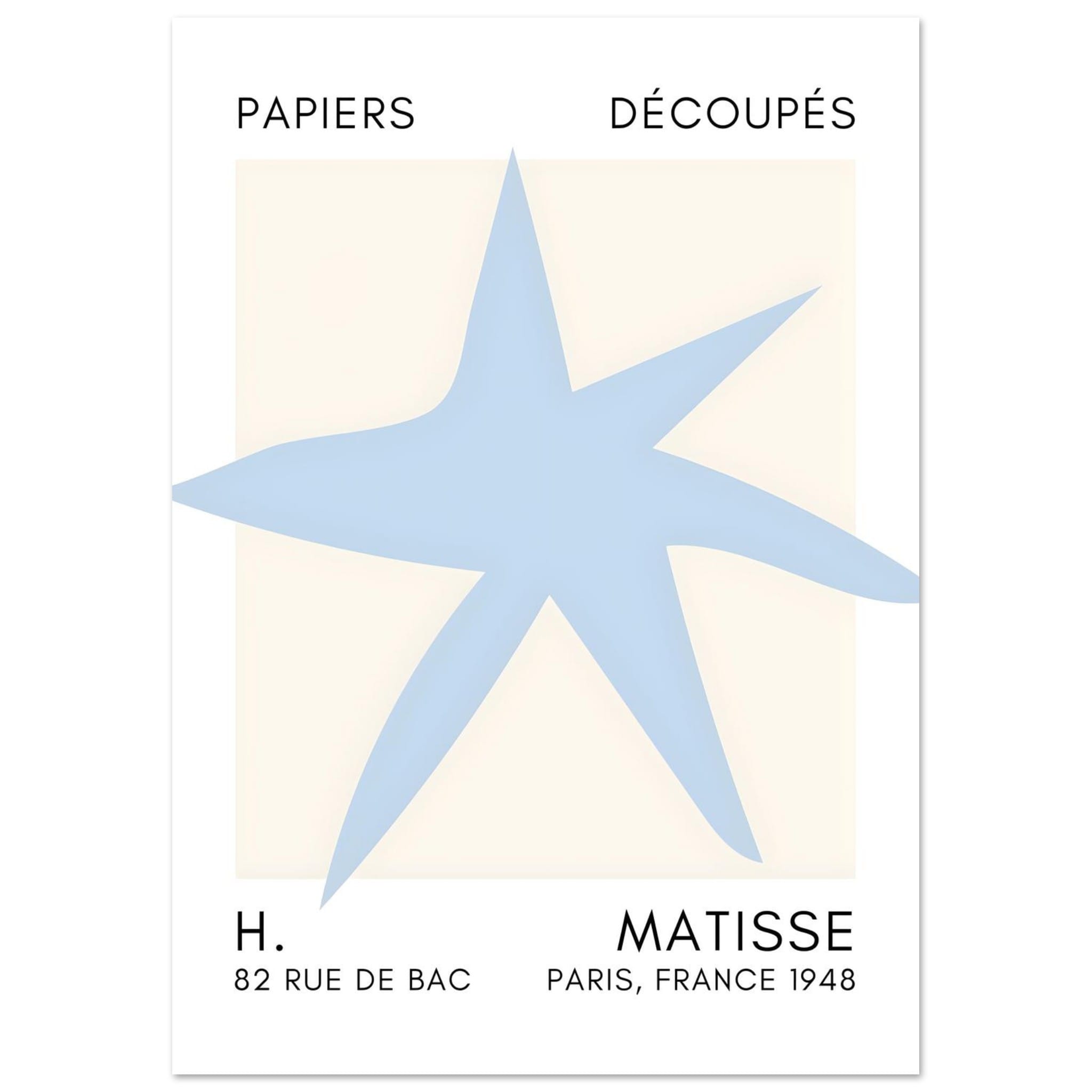 Artfulprints Poster Matisse – Star of the sea light blue - A4 21x29.7