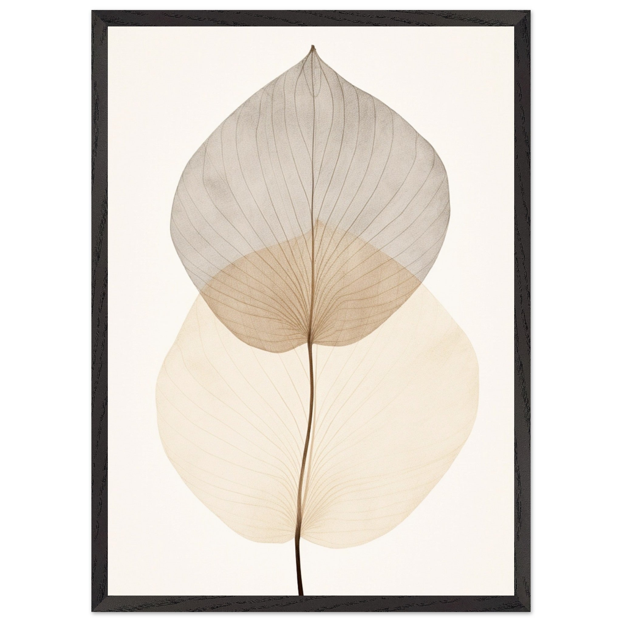 Artfulprints Poster met Lijst Japandi leaf - 50x70 cm - Taupe