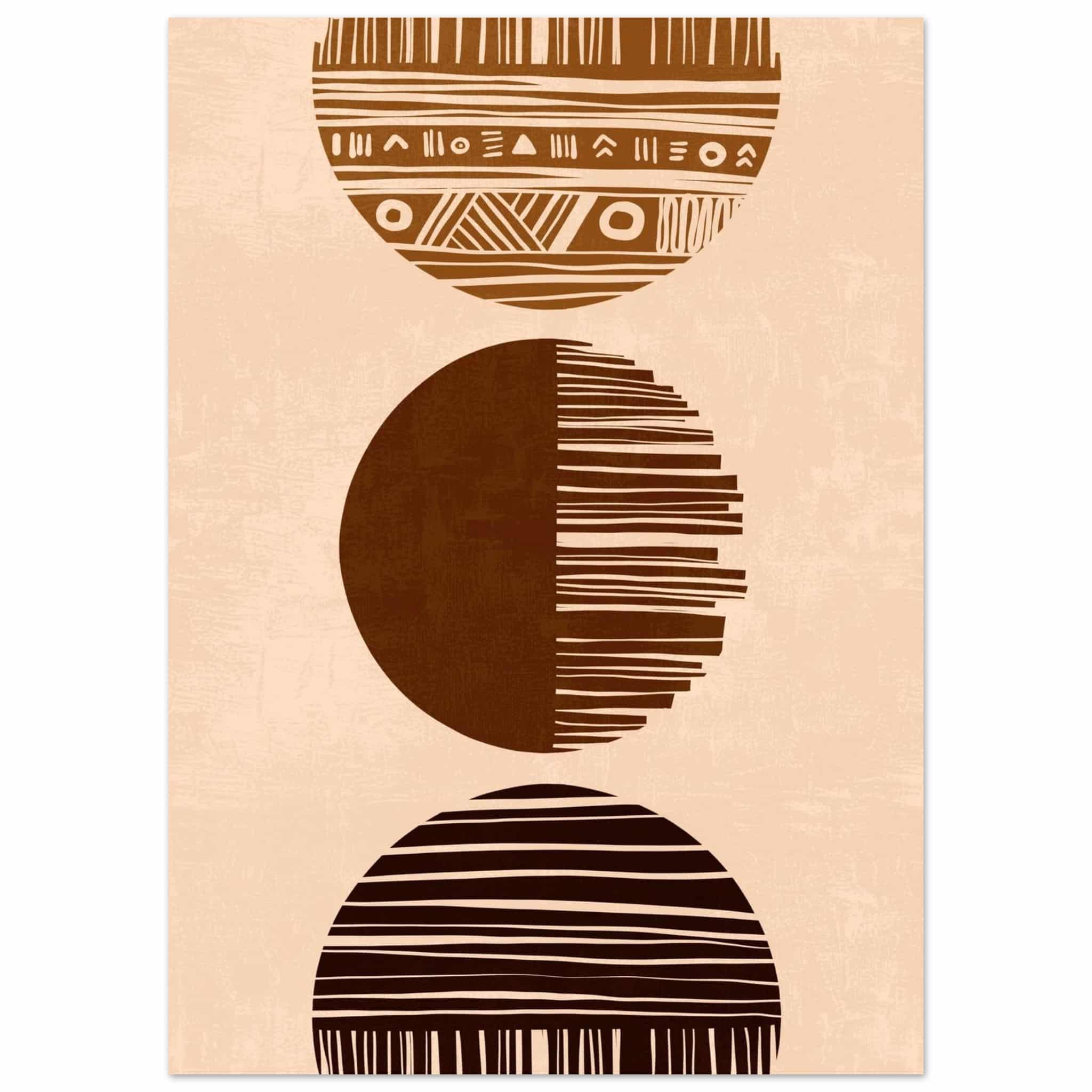 Artfulprints Poster Boho – Sun phases - 50x70 cm - Bruin