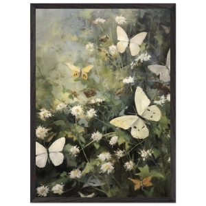 Artfulprints Poster met Lijst Butterflies in flowerfield – 50×70 cm –
