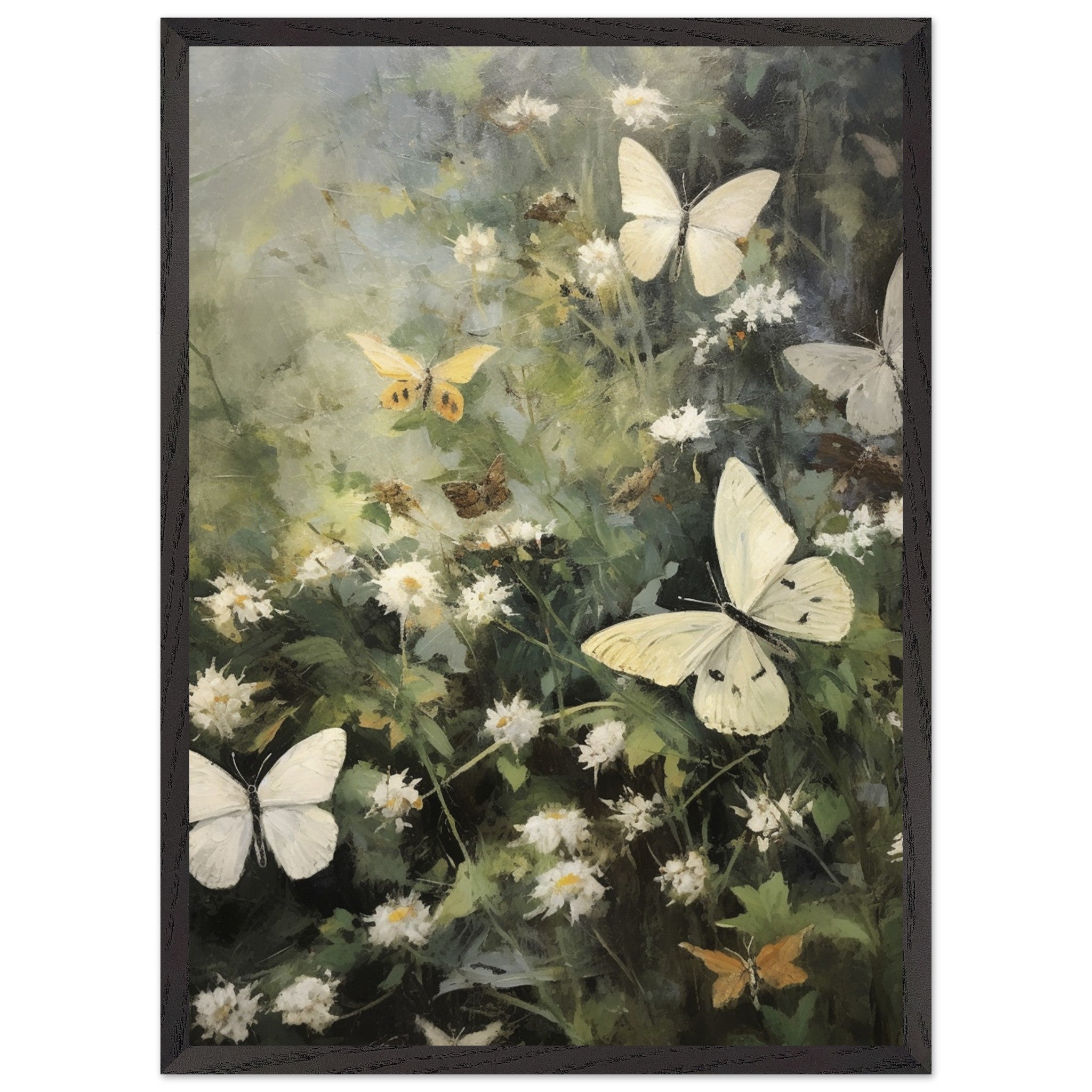 Artfulprints Poster met Lijst Butterflies in flowerfield - 50x70 cm -