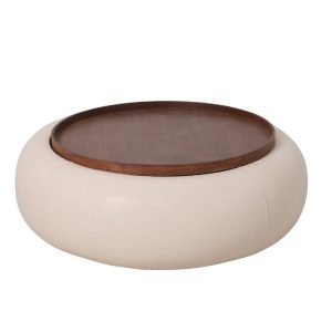 DÉJA Living Salontafel Draby – Beige/Walnoot – Met Opbergruimte – Ø102