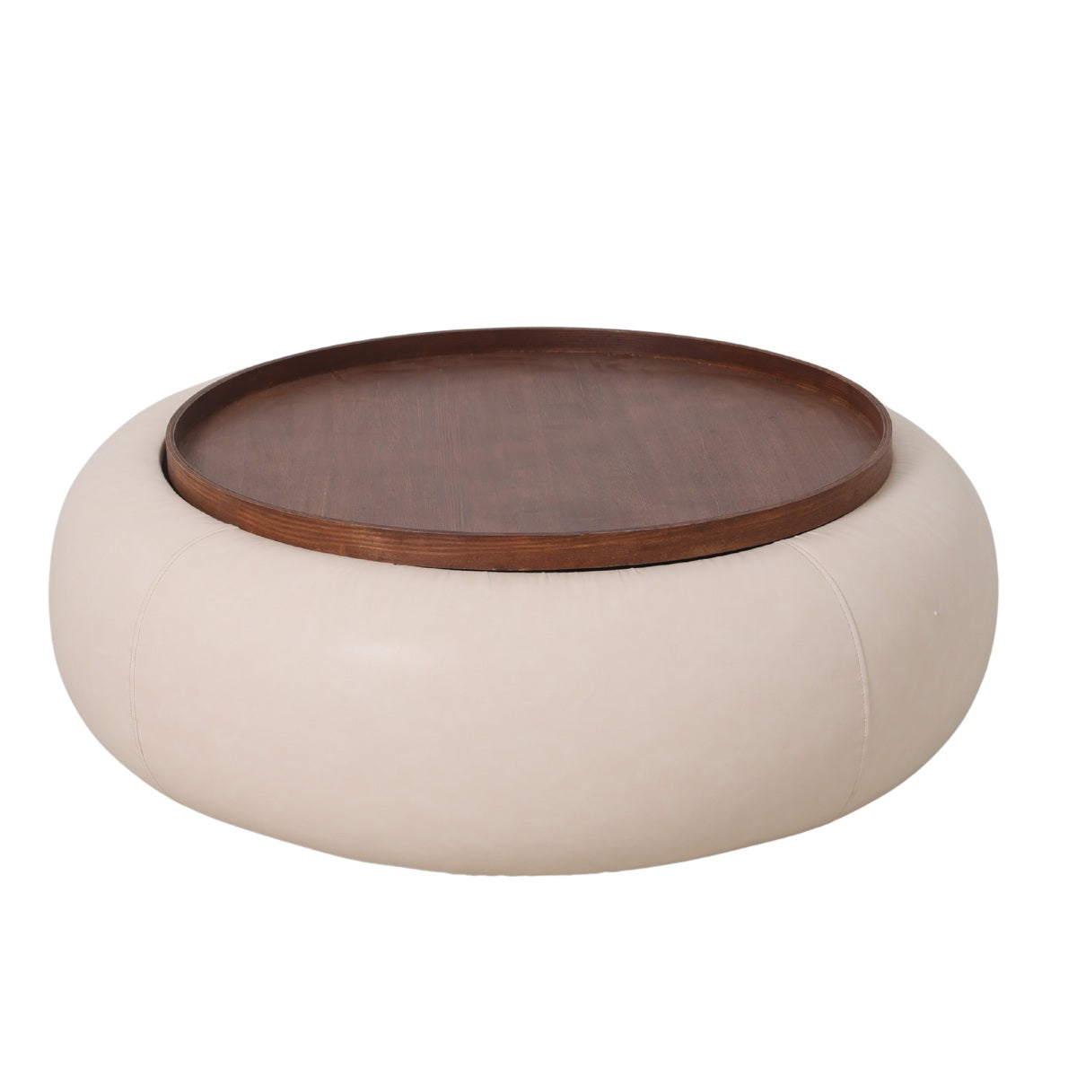 DÉJA Living Salontafel Draby - Beige/Walnoot - Met Opbergruimte - Ø102