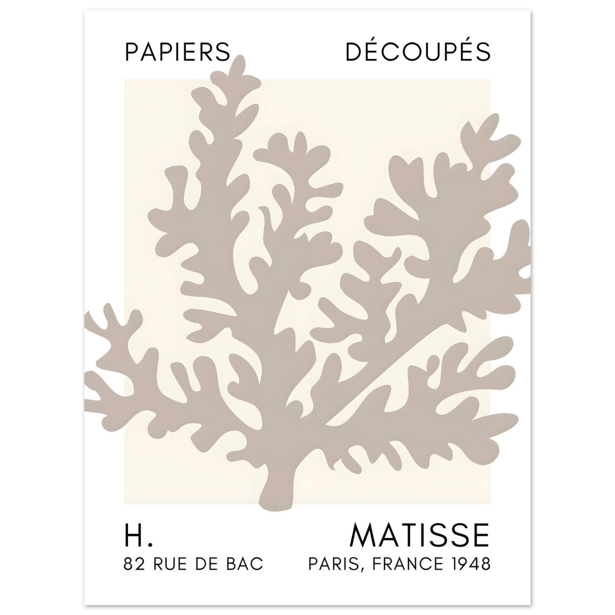 Artfulprints Poster Matisse – Aqua bloom grey - 30x40 cm - Grijs