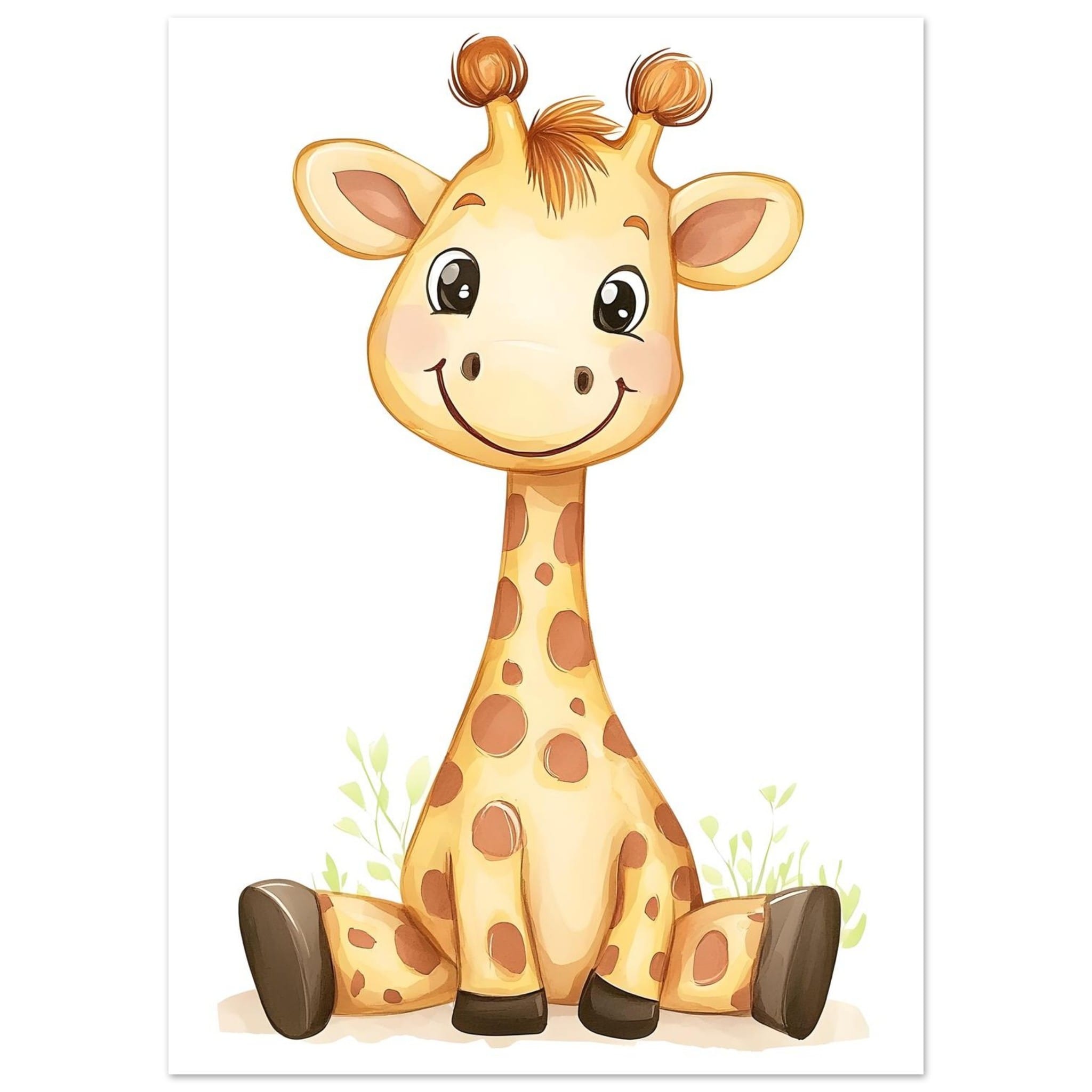 Artfulprints Poster Vrolijke giraffe - 50x70 cm - Oranje