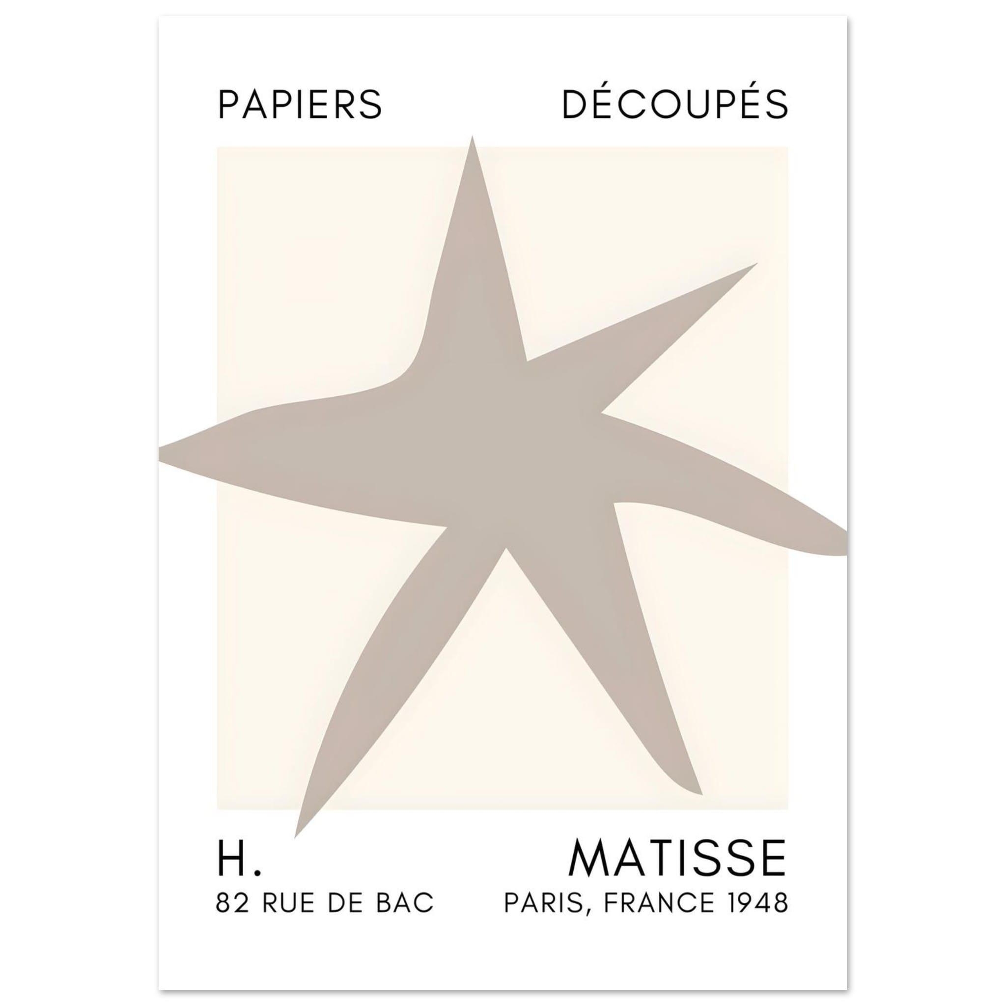 Artfulprints Poster Matisse – Star of the sea grey - A4 21x29.7 cm - G