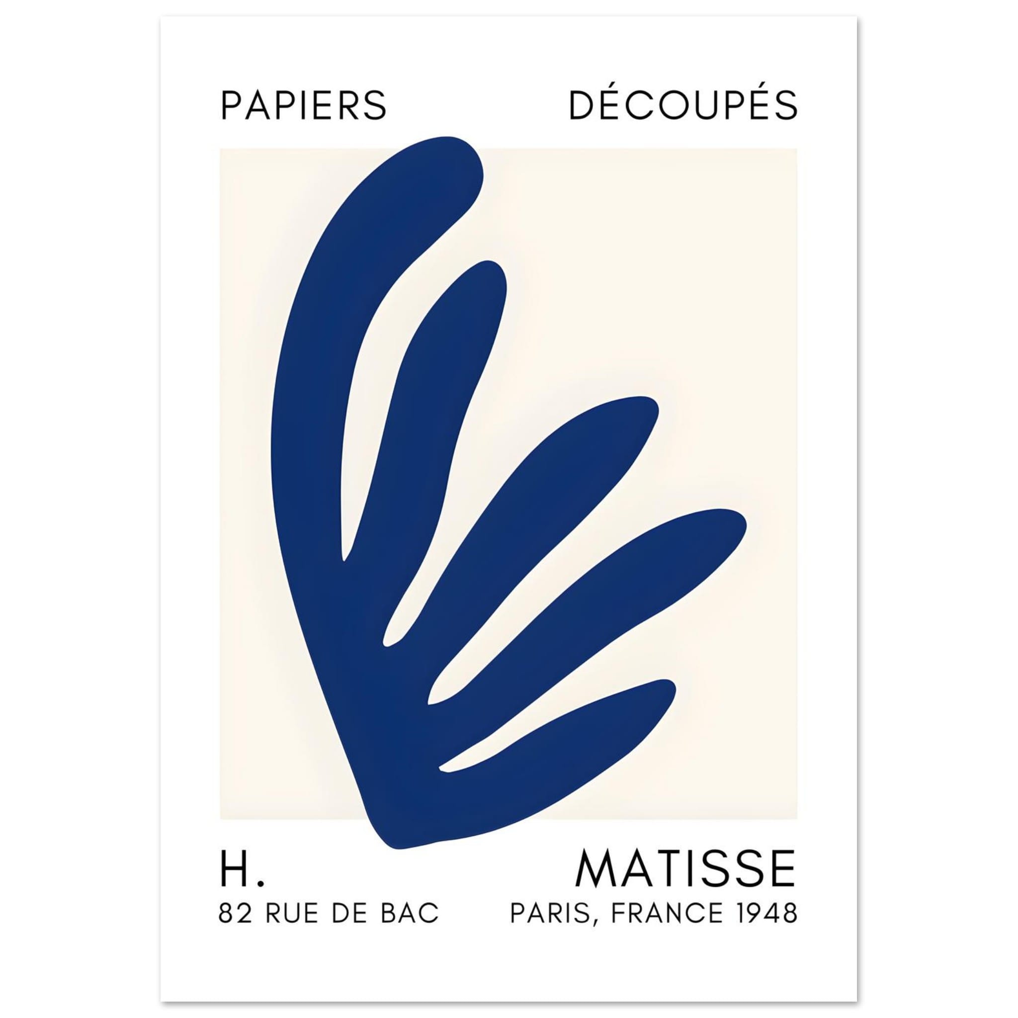 Artfulprints Poster Matisse – Aquatic impression navy blue II - A4 21x