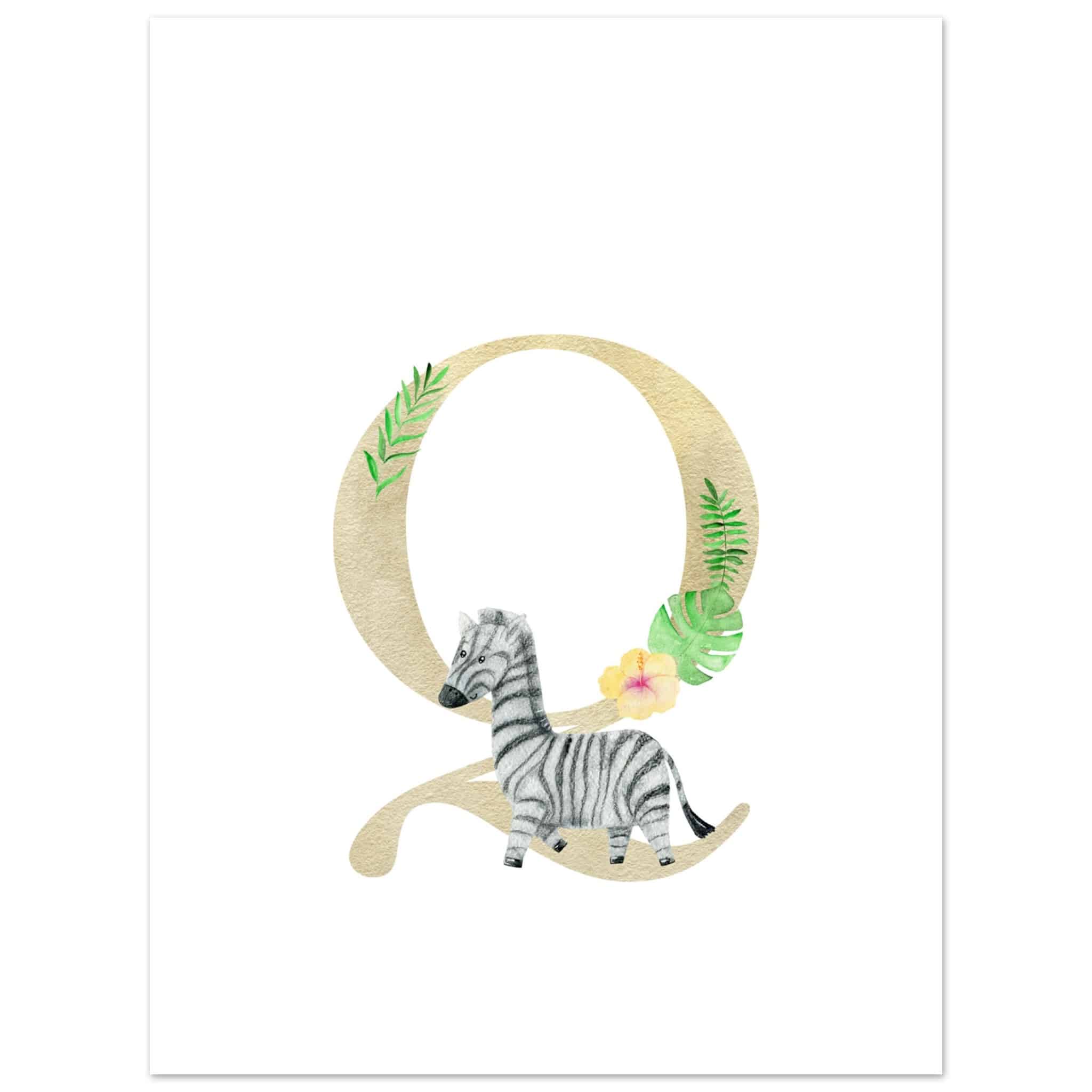 Artfulprints Poster Letter Q kindernaam - 30x40 cm - Meerkleurig