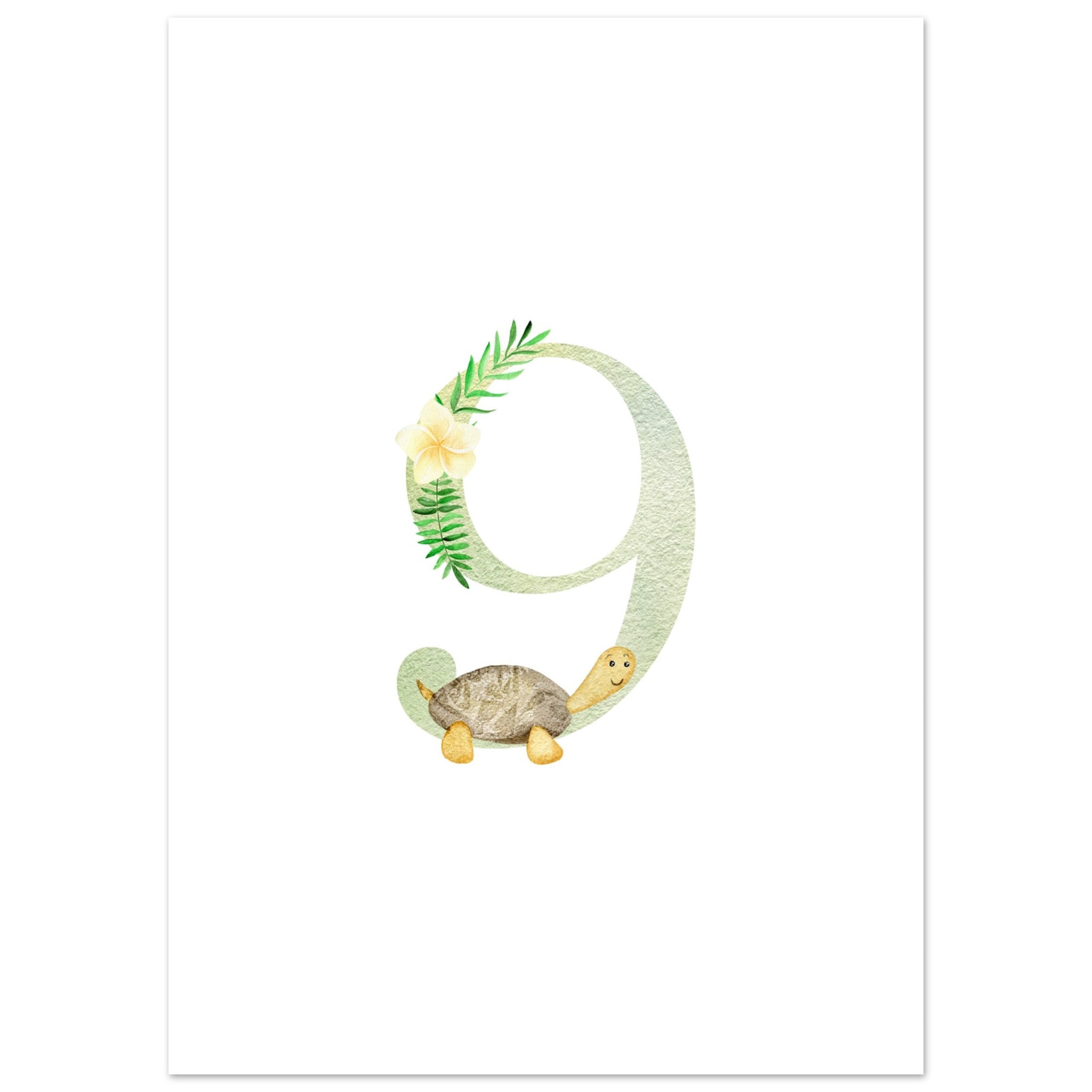 Artfulprints Poster Cijfer 9 kinderkamer - 50x70 cm - Meerkleurig