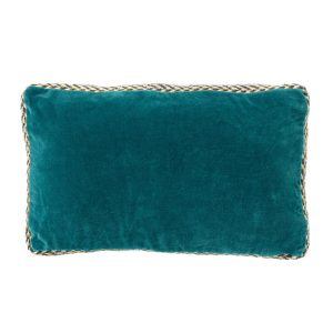 MANOE – kussenhoes 30×50 cm – effen kleur – jute rand – Deep Lake – bl MANOE – kussenhoes 30×50 cm – effen kleur – jute rand – Deep Lake – bl