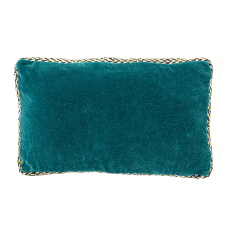 MANOE - kussenhoes 30x50 cm - effen kleur - jute rand - Deep Lake - bl