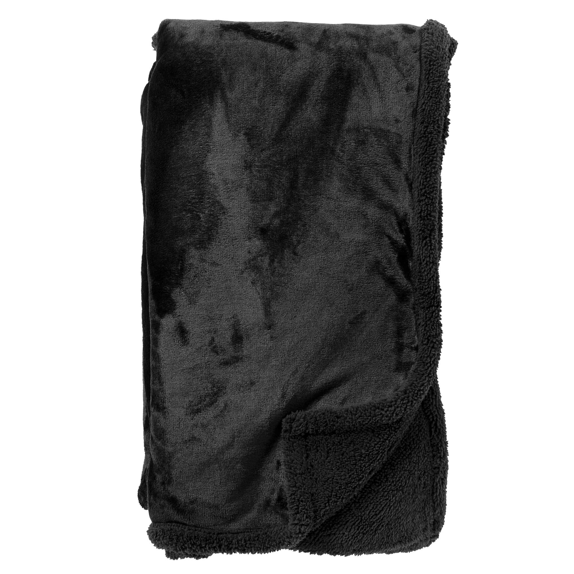 STANLEY - Plaid 150x200 cm - fleece deken met teddy en fleece - Raven