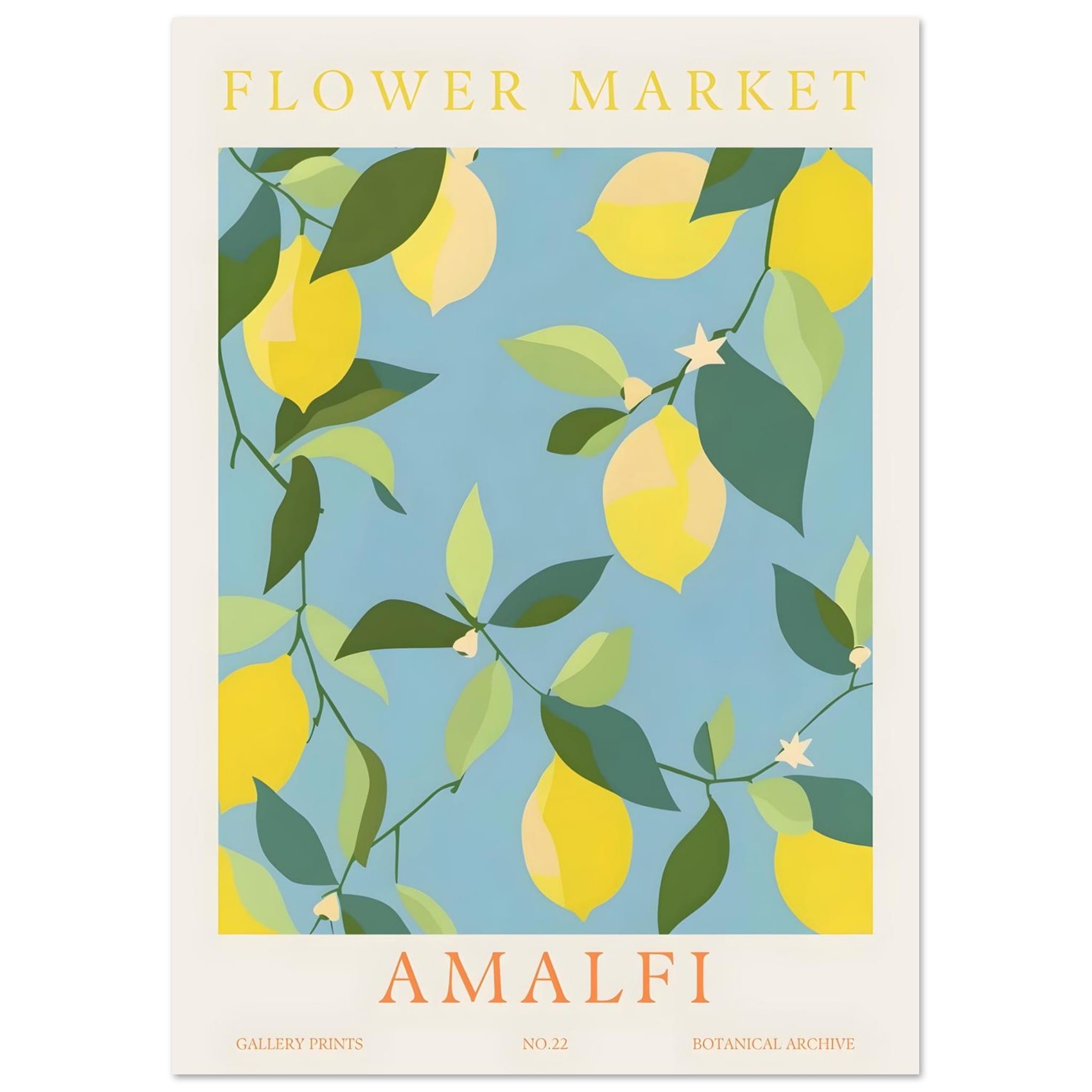 Artfulprints Poster Flower market - Amalfi - A4 21x29.7 cm - Meerkleur