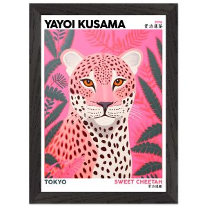 Artfulprints Poster met Lijst Yayoi Kusama – Sweet cheetah – A4 21×29.